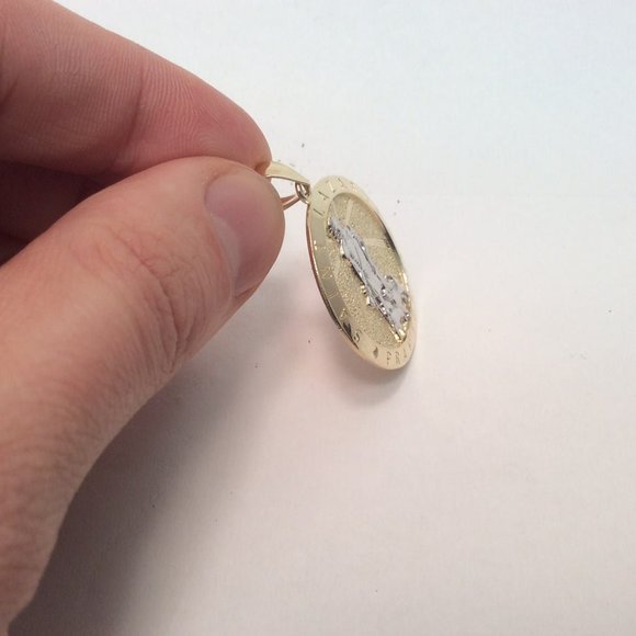 10K  YELLOW REAL SOLID GOLD MEDALLION PENDANT SAINT LAZARUS PRAY FOR US 4.30 GR - Picture 7 of 8